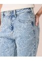 Jeans Straight Con Bordado Floral Para Mujer  Para Mujer Azul Patprimo de Patprimo