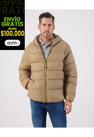Chaqueta Acolchada Con Capota   Para Hombre Beige Patprimo Patprimo