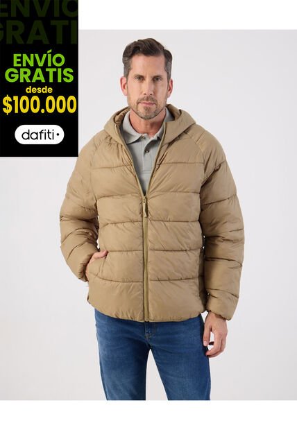 Chaqueta Acolchada Con Capota   Para Hombre Beige Patprimo