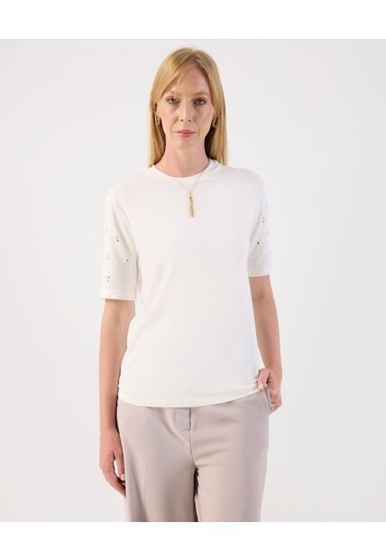 Camiseta  Para Mujer Manga Corta Cuello Redondo Color Blanco Marca Patprimo #30093879