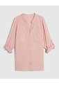 Camisa Cuello Nerú Y Doble Bolsillo Para Mujer Curvy  Para Mujer Rosado Patprimo de Patprimo