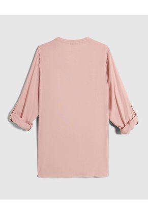 Camisa Cuello Nerú Y Doble Bolsillo Para Mujer Curvy Para Mujer Rosado Patprimo