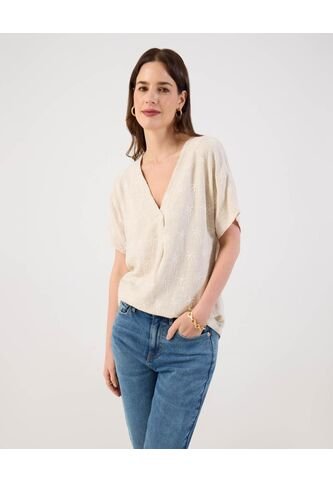 Blusa  Para Mujer Manga Corta Color Beige Marca Patprimo #30123625 Patprimo