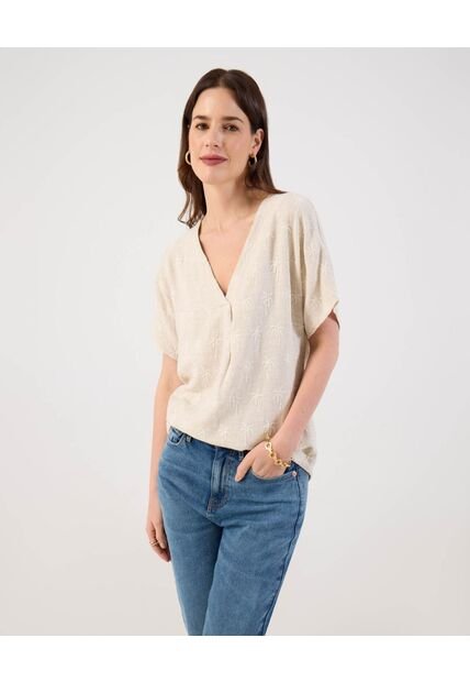 Blusa  Para Mujer Manga Corta Color Beige Marca Patprimo #30123625