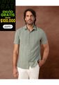 Camisa De Manga Corta Texturizada   Para Hombre Verde Patprimo de Patprimo