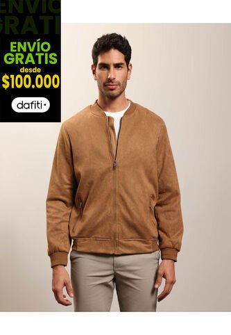 Chaqueta Bomber De Tela Lisa  Casual  Para Hombre Café Patprimo Patprimo