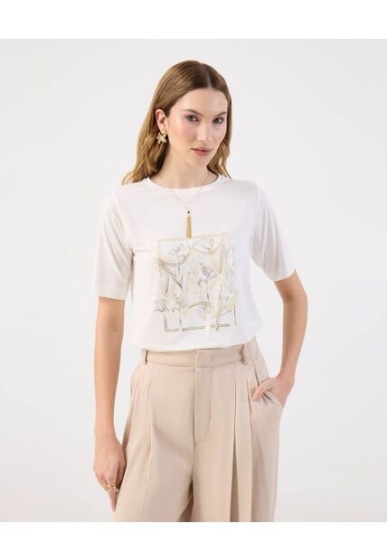 Camiseta  Para Mujer Manga Corta Cuello Redondo Color Blanco Marca Patprimo #30093902