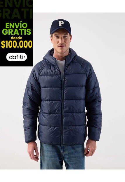 Chaqueta Acolchada Puffer  Con Capota  Para Hombre Azul Patprimo