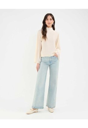 Blusa Plisada Cuello Alto  Para Mujer Amarillo Patprimo