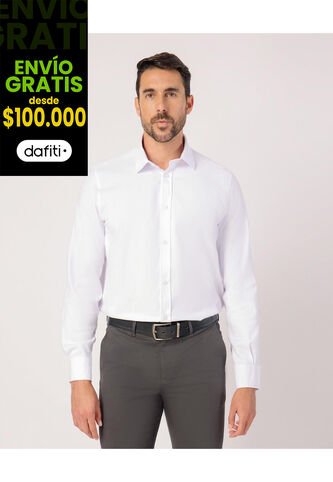 Camisa Manga Larga Unicolor   Para Hombre Blanco Patprimo Patprimo