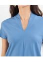Camiseta Para Mujer Manga Corta Cuello V Color Azul  Marca Patprimo #30093659 de Patprimo