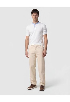 Polo Con Cuello Neru Y Pechera   Para Hombre Blanco Patprimo