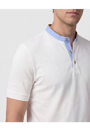 Polo Con Cuello Neru Y Pechera   Para Hombre Blanco Patprimo