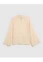 Blusa Plisada Cuello Alto  Para Mujer Amarillo Patprimo de Patprimo