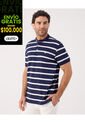 Polo Cuello Mao A Rayas   Para Hombre Azul Patprimo de Patprimo