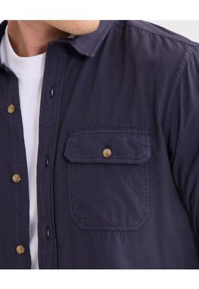 Camisa Para Hombre Manga Larga Con Bolsillo Color Azul Oscuro Marca Patprimo #44013015