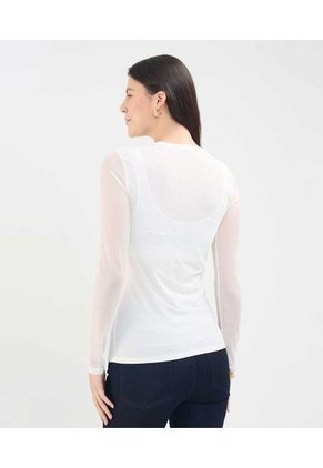 Camiseta Para Mujer Manga Larga Cuello Redondo Color Crema Marca Patprimo #30093613