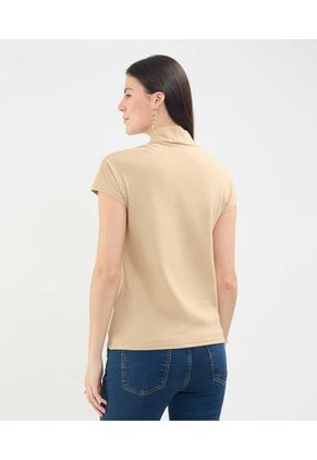 Camiseta Para Mujer Manga Corta Cuello V Color Café Claro Marca Patprimo #30093659