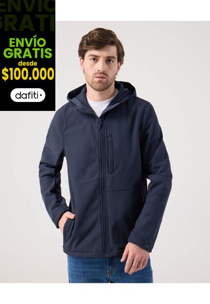 Chaqueta Unicolor Con Bolsillo En Frente   Para Hombre Azul Patprimo