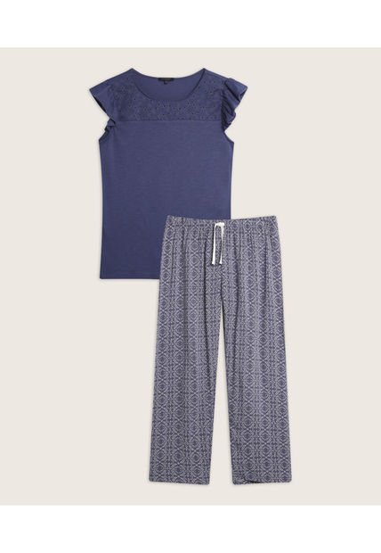 Pijama Para Mujer M/C P/L Color Azul Oscuro Marca Patprimo #30040212