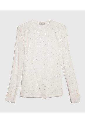 Camiseta Para Mujer Manga Larga Cuello Redondo Color Crema Marca Patprimo #30093613