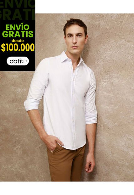 Camisa Oxford   Para Hombre Blanco Patprimo
