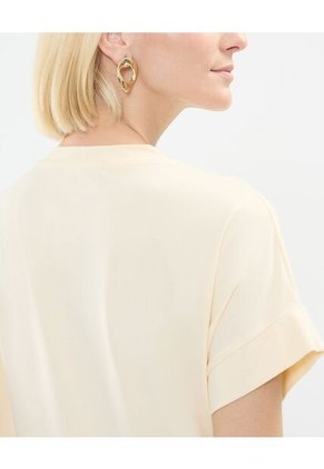 Camiseta Para Mujer Manga Corta Cuello Redondo Color Crema Marca Patprimo #30093645