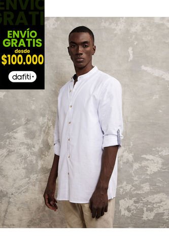 Camisa Para Hombre Manga Larga Sin Bolsillo Color Blanco Marca Patprimo #44012907 Patprimo