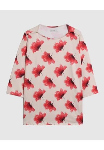 Camiseta  Para Mujer Manga 3/4 Cuello Redondo Color Rojo Marca Patprimo #14091456 Patprimo