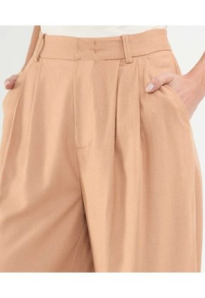 Pantalón En Efecto Lino  Para Mujer Café Patprimo