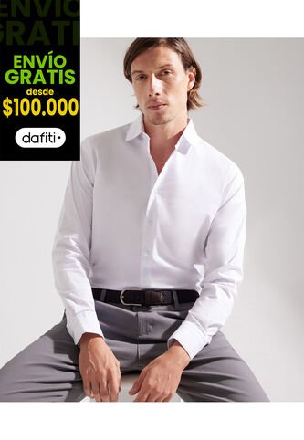 Camisa Para Hombre Manga Larga Sin Bolsillo Cuello Italiano Color Blanco Marca Patprimo #44012582 Patprimo