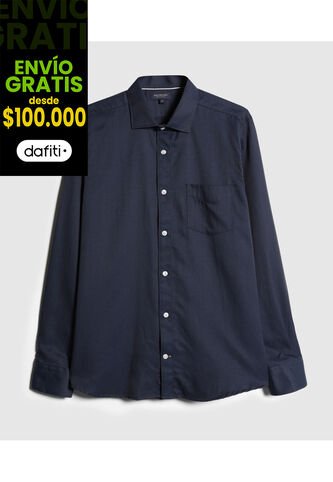 Camisa Para Hombre Manga Larga Sin Bolsillo Cuello Italiano Color Azul  Marca Patprimo #44012575 Patprimo