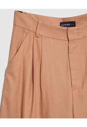Pantalón En Efecto Lino  Para Mujer Café Patprimo
