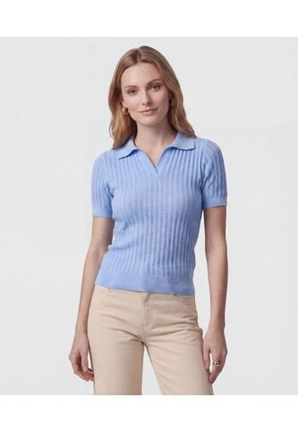 Polo Punto Calado Manga Corta   Para Mujer Azul Patprimo Patprimo