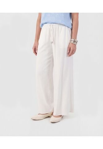 Pantalón Fluido Con Cintura Elástica   Para Mujer Blanco Patprimo Patprimo