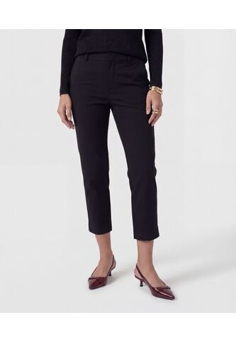 Pantalón Capri Con Botón A Contraste   Para Mujer Negro Patprimo Patprimo