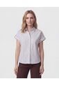 Camisa Manga Corta Con Doblez   Para Mujer Azul Patprimo de Patprimo