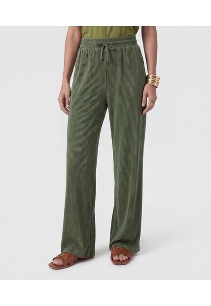 Pantalón Wide Leg Plisado   Para Mujer Verde Patprimo