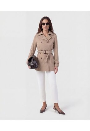 Chaqueta Trench Con Cinturón   Para Mujer Café Patprimo