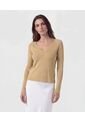 Saco De Punto Cuello En V   Para Mujer Beige Patprimo de Patprimo