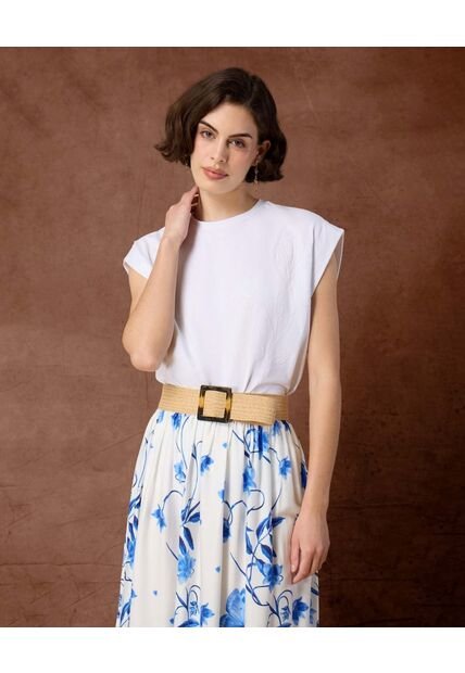 Camiseta  Para Mujer Manga Corta Cuello Redondo Color Blanco Marca Patprimo #30093892