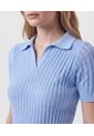 Polo Punto Calado Manga Corta   Para Mujer Azul Patprimo de Patprimo