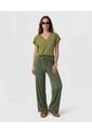 Pantalón Wide Leg Plisado   Para Mujer Verde Patprimo de Patprimo