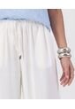 Pantalón Fluido Con Cintura Elástica   Para Mujer Blanco Patprimo de Patprimo