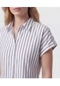 Camisa Manga Corta Con Doblez   Para Mujer Azul Patprimo de Patprimo