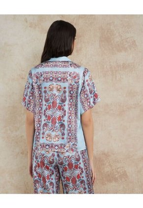 Camisa Resort Estampada Campaña Beatriz Camacho  Para Mujer Azul Patprimo