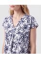 Camiseta Cuello En V Con Prense Frontal   Para Mujer Azul Patprimo de Patprimo