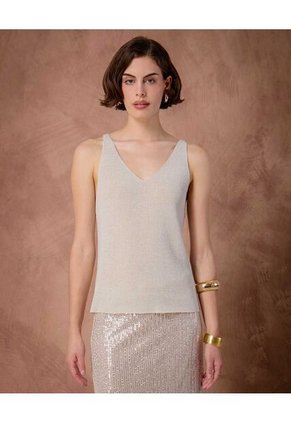 Camiseta Para Mujer Manga Sisa Cuello Redondo Color Crema Marca Patprimo #30093894