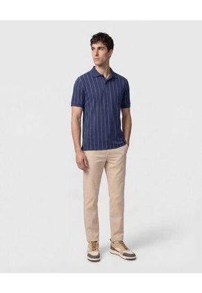 Polo Con Rayas Verticales   Para Hombre Azul Patprimo