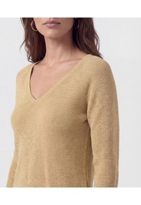 Saco De Punto Cuello En V   Para Mujer Beige Patprimo